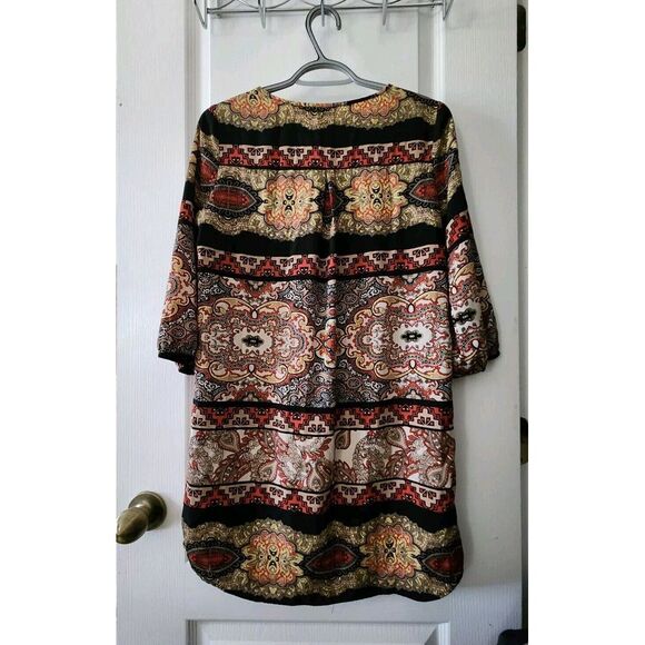 Pink Owl Apparel Embroidered Boho Shift Dress 3/4 Sleeves Back Multicolor Size S - Picture 6 of 11
